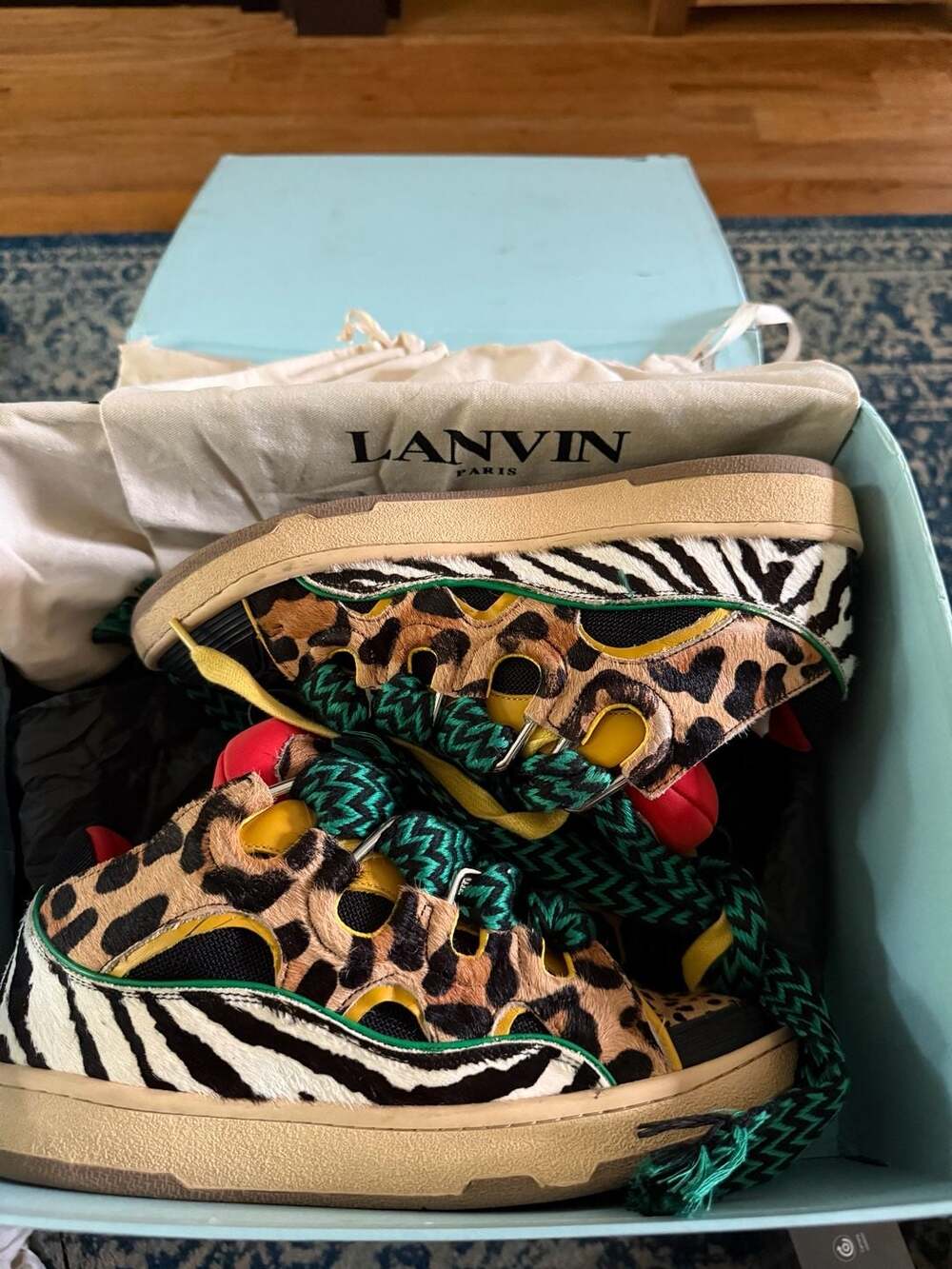 Lanvin Curb Sneakers Leopard Zebra Print